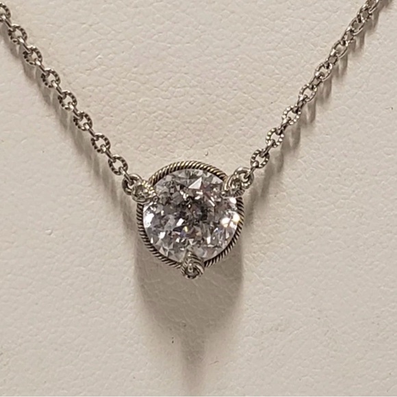 ⚜️JUDITH RIPKA STERLING SILVER SOLITAIRE NECKLACE 1.9 cttw - Picture 3 of 5